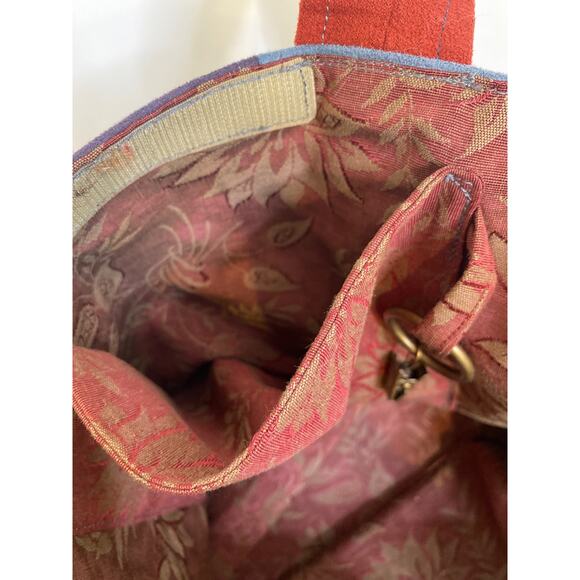 Multicolored Patchwork Sueded Shoulder Bag Purse Handmade by Louise White OS VTG - Picture 7 of 13